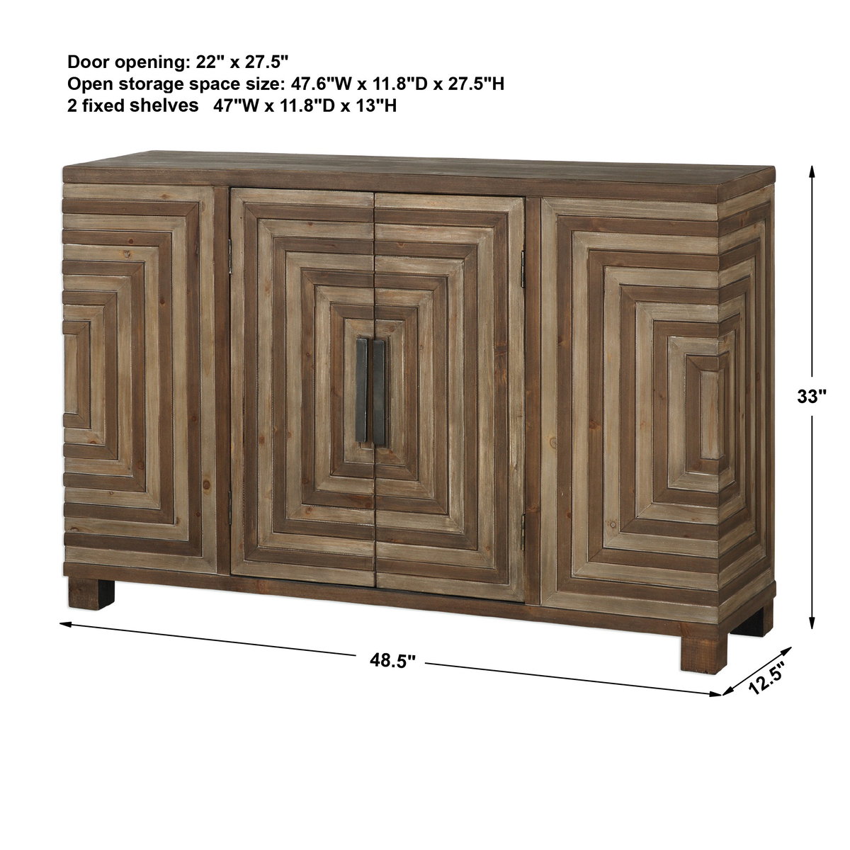 Layton Geometric Console Cabinet, Furniture by Uttermost, 48.5" width x 33" height x 12.5" depth View 3