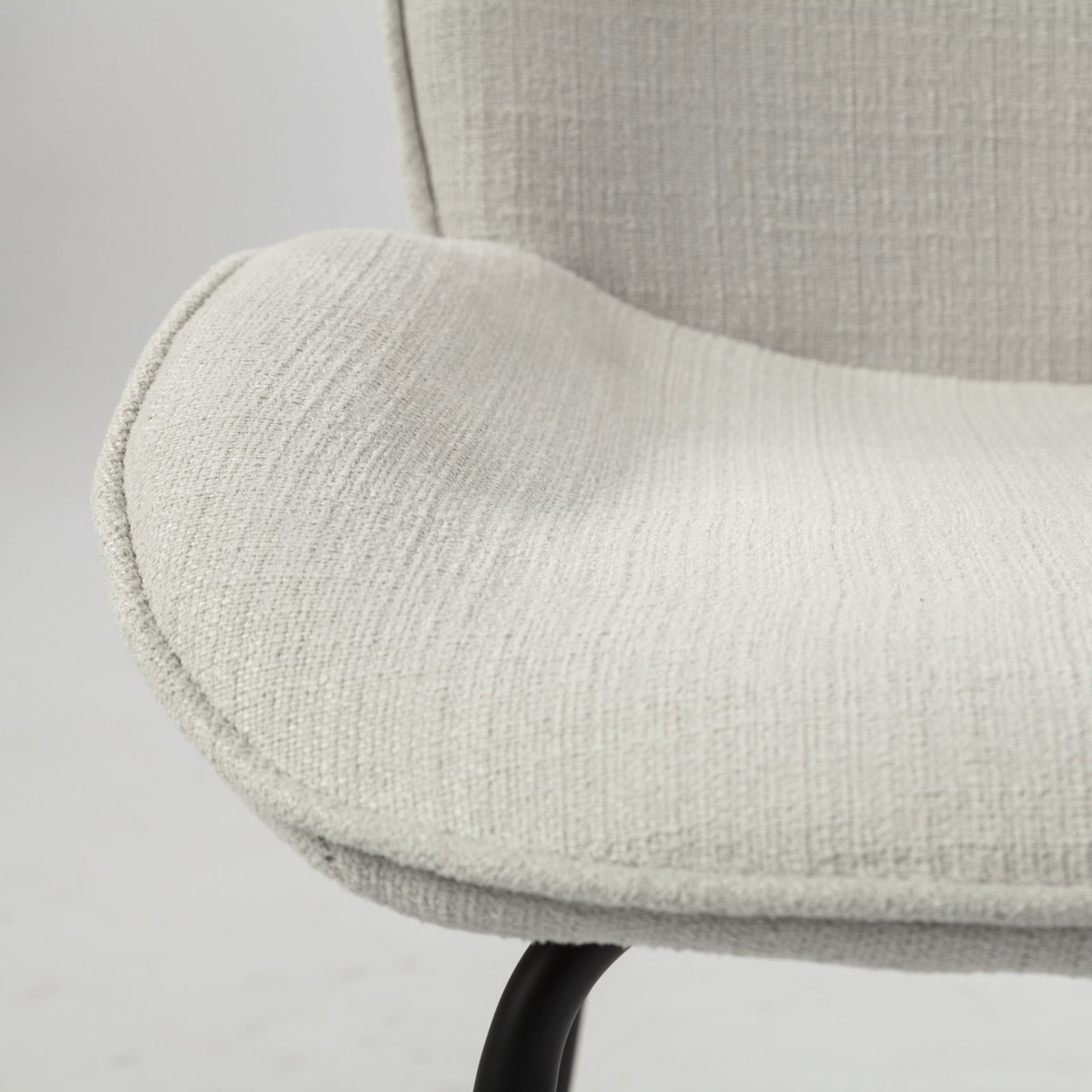 Inala Curved Back Dining Side Chair | White Fabric with Black Metal, Dining Chair by Mercana, 21.26" length x 25.59" width x 34.25" height View 12