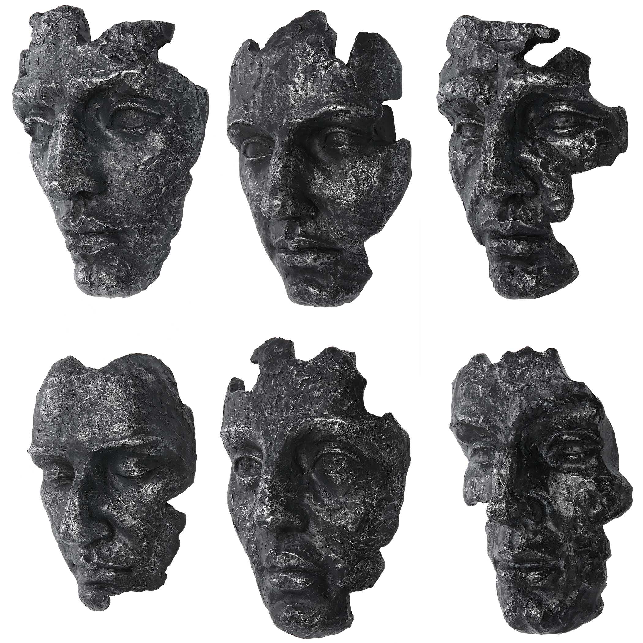 Self-Portrait Metallic Wall Decor Set/6, Sculptural Wall Art by Uttermost, 9.62" width x 14" height x 5.12" depth View 5