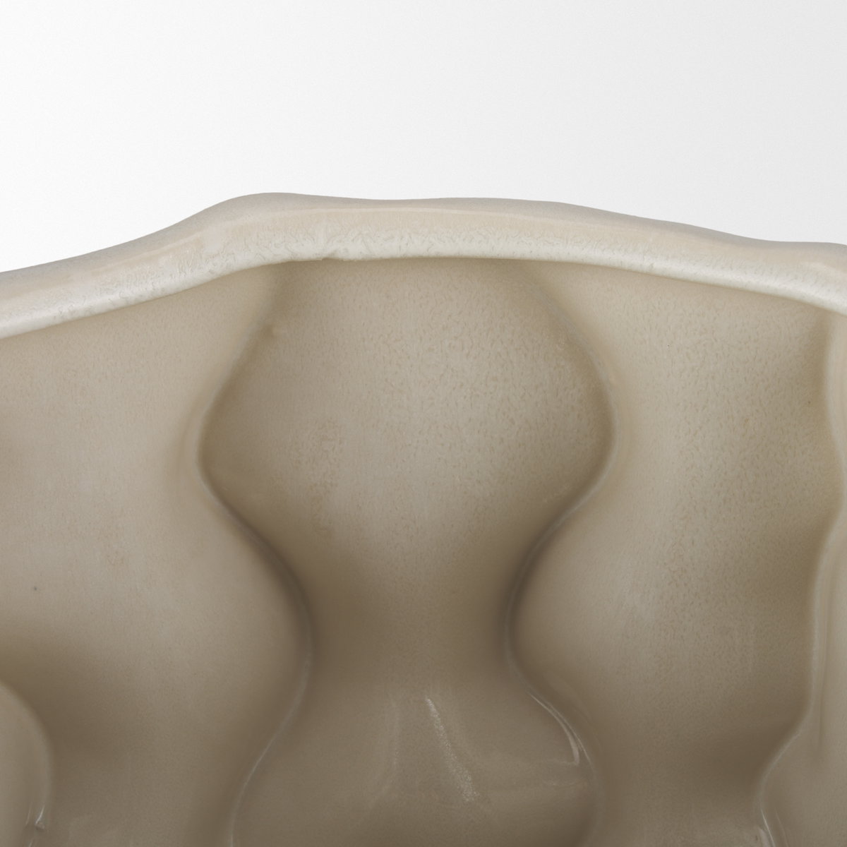 Vahn Sculptural Cream Glazed Decorative Ceramic Bowl, Vase by Mercana, 14.37" length x 14.37" width x 9.25" height View 5