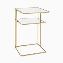 Online Designer Bedroom Curved (15.8") Terrace Storage C-Nightstand, Antique Brass