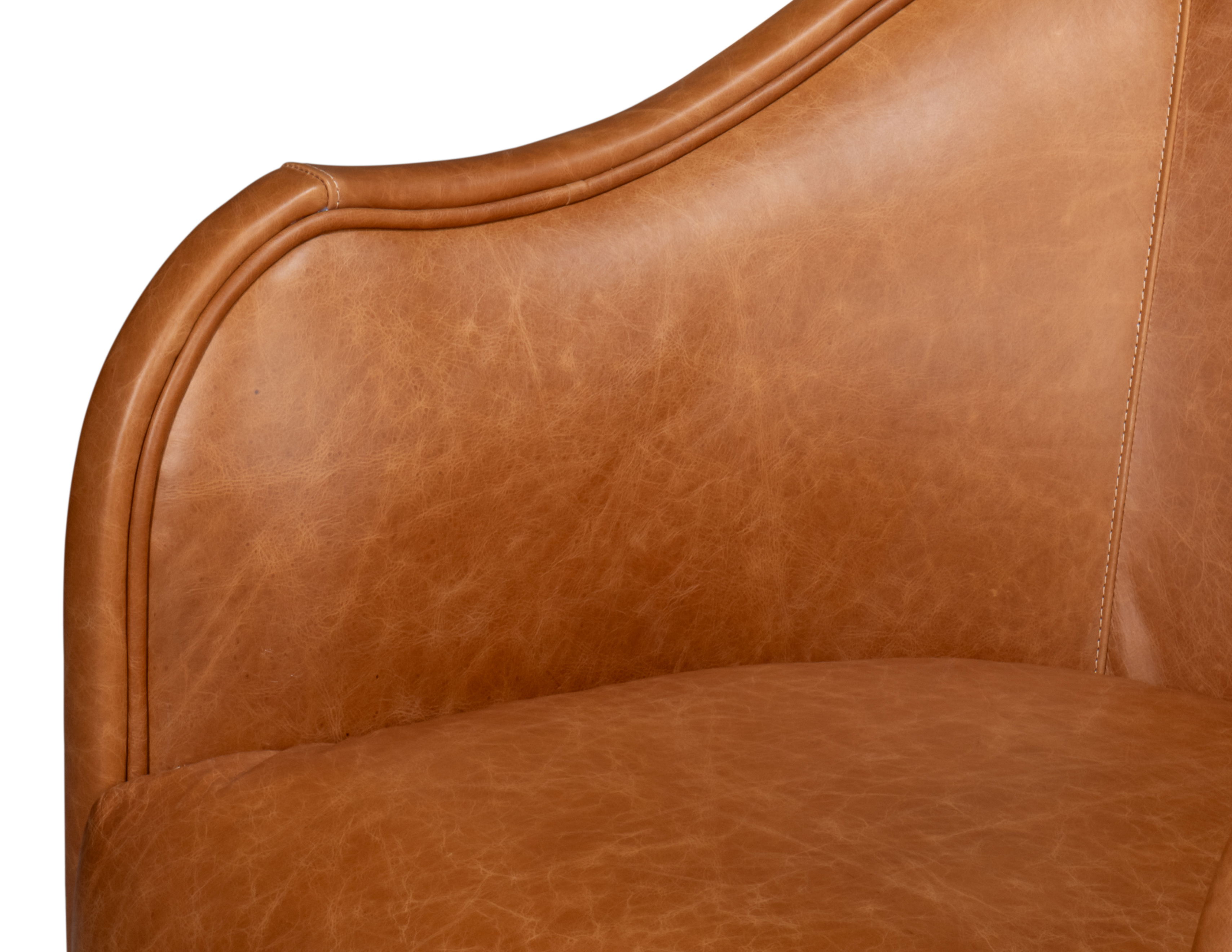 Braxton Leather Swivel Chair, Brown, Seating by Sarreid, 28" length x 36" width x 34" height View 5