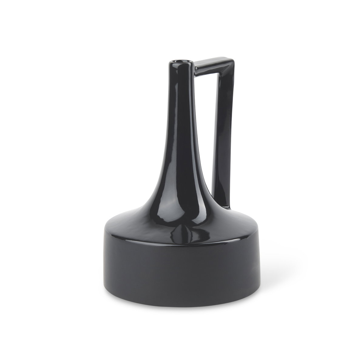 Burton 11.6H Medium Glossy and Matte Black Ceramic Jug Vase, by Mercana, 6.89" length x 6.89" width x 10.04" height View 1