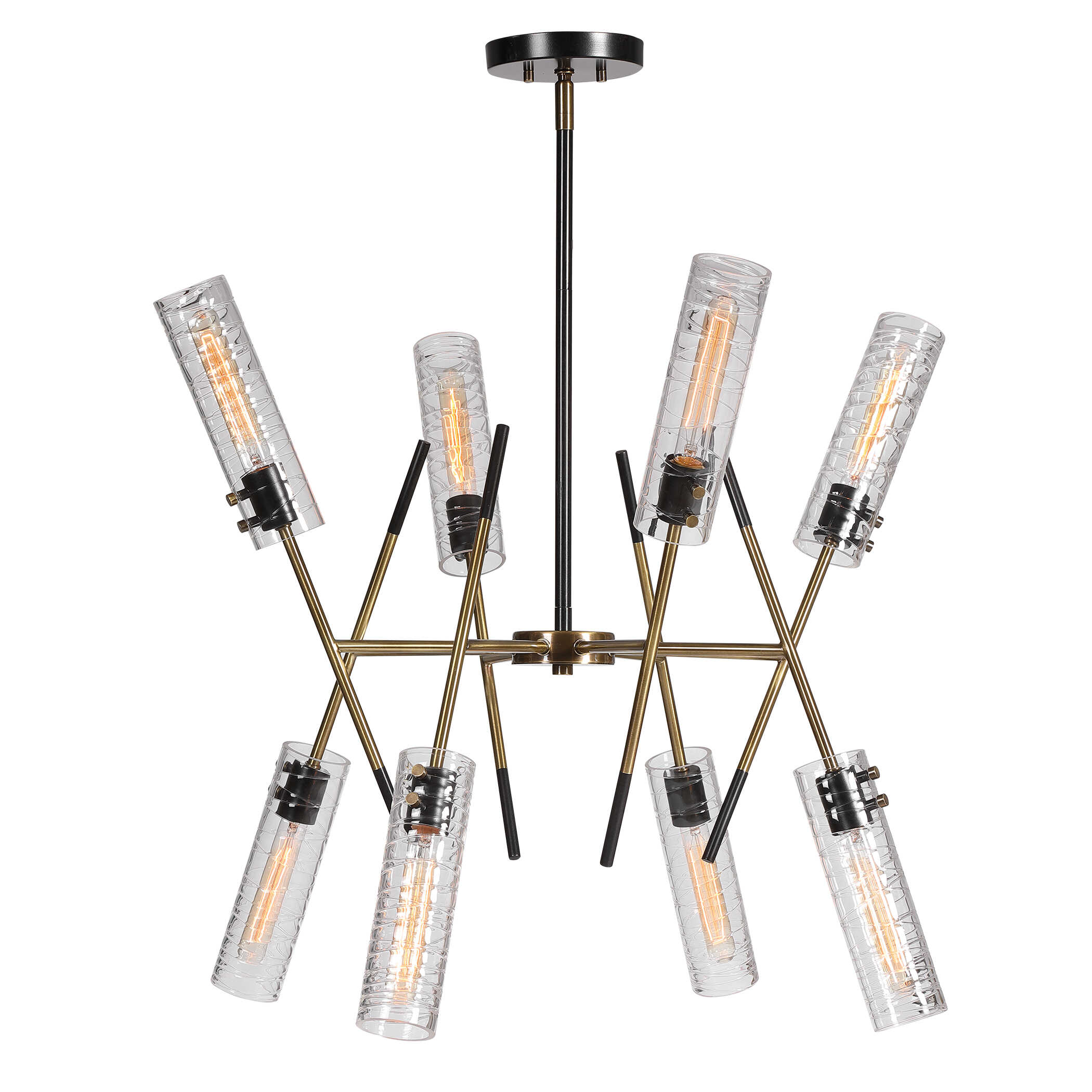 Telesto 8 Light Linear Pendant, Ceiling Light by Uttermost, 32" width x 27" height x 32" diameter x 32" depth View 4