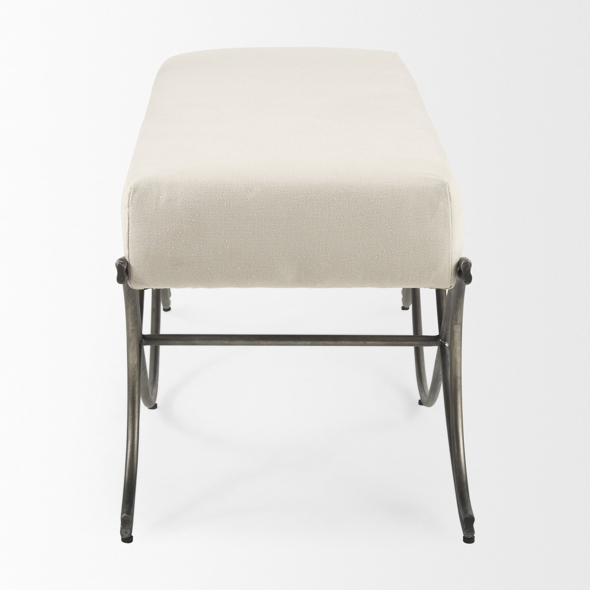Ayla 55L x 17.6W x 18H Cream Fabric Seat with Antique Nickel Frame Bench, Benche by Mercana, 55" length x 19.75" width x 20.5" height View 6