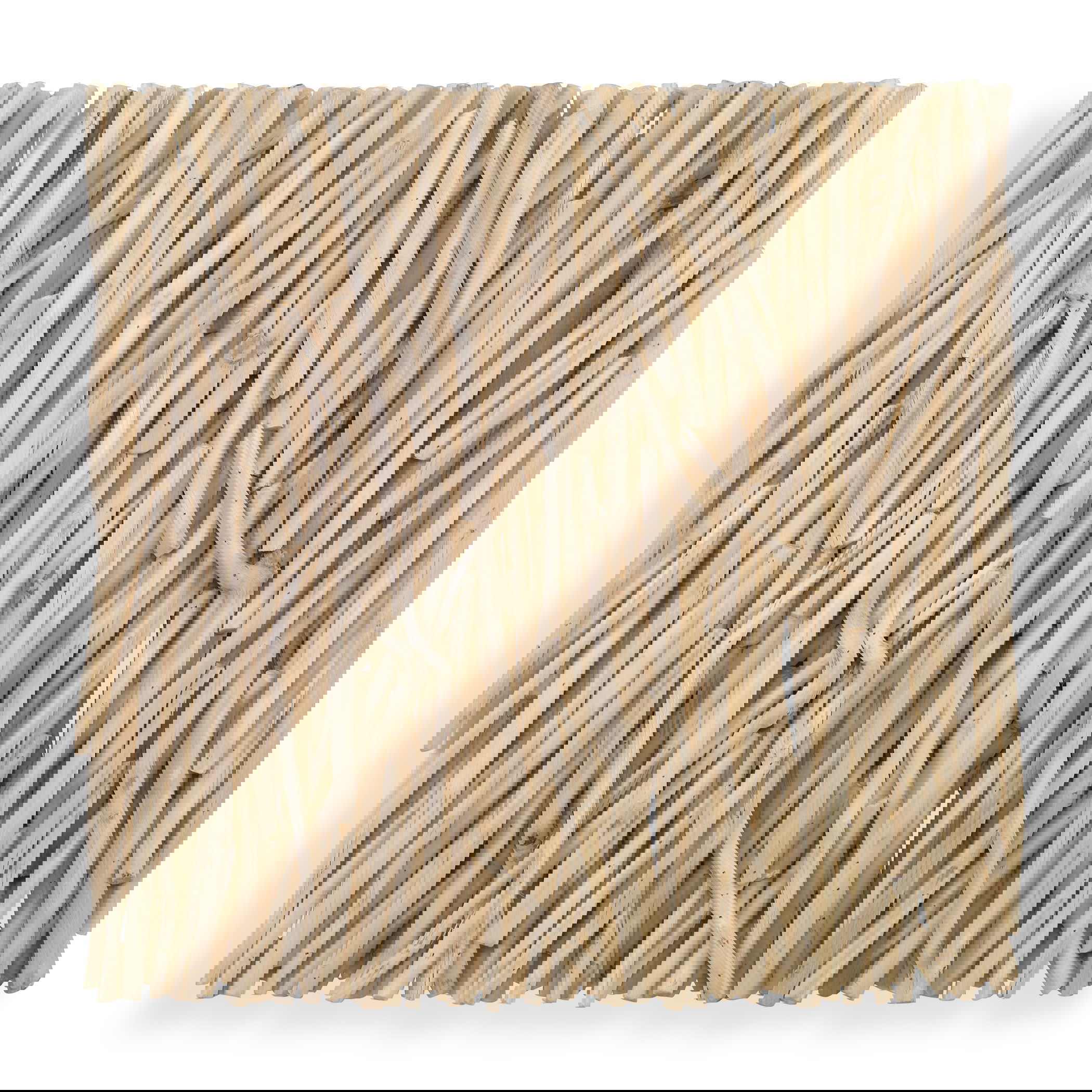 Gathered Teak Square Bleached Wood Wall Decor large image 
