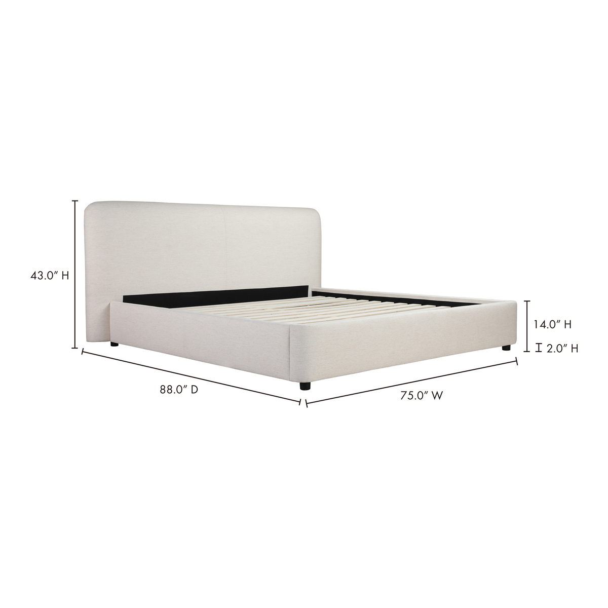 Samara Queen Bed Linen, by Moe's Home, 75" width x 43" height x 88" depth View 12