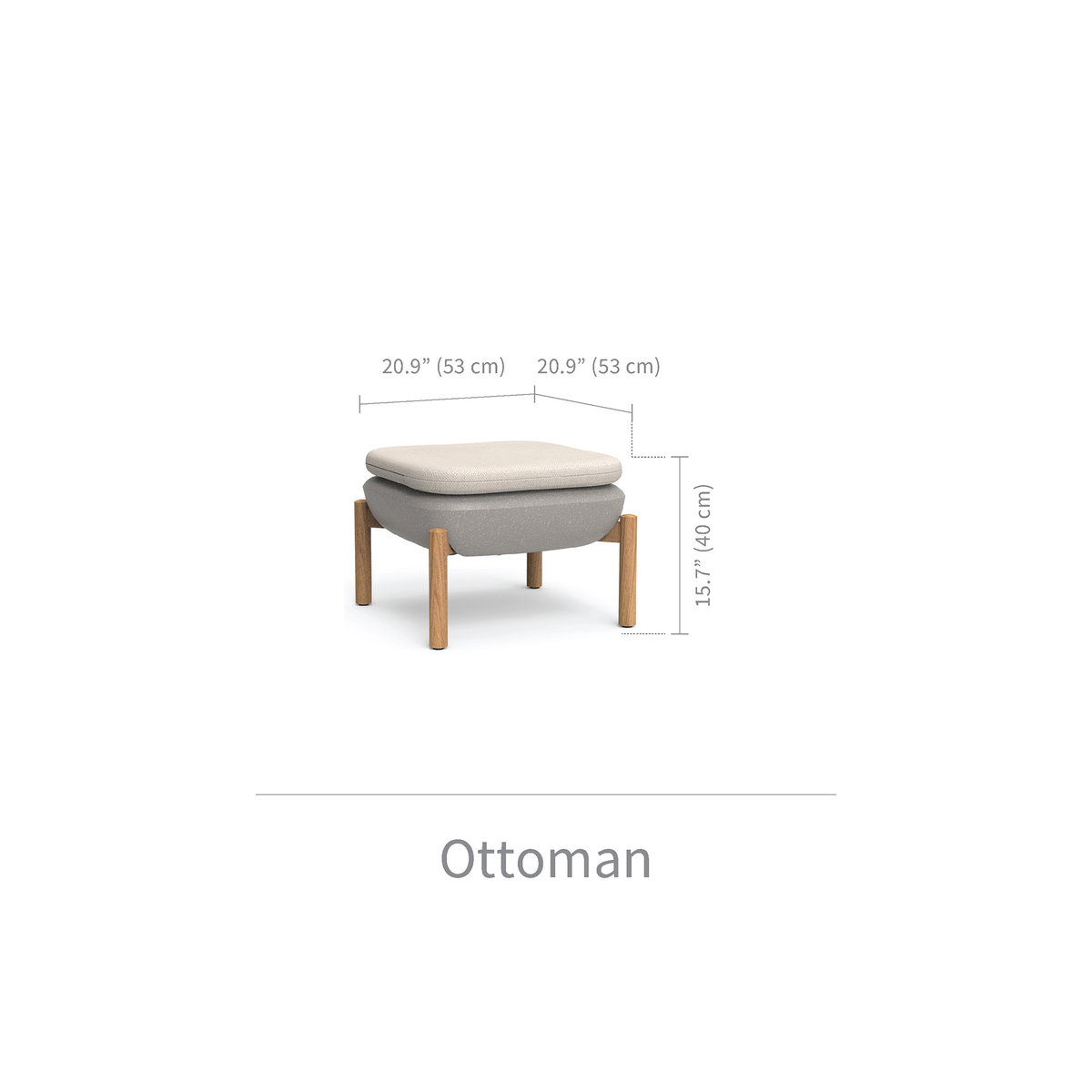 Inou Elements Ottoman, Outdoor Furniture by Crescent Garden, 1'8.9" width x 1'3.7" height x 1'8.9" depth View 3