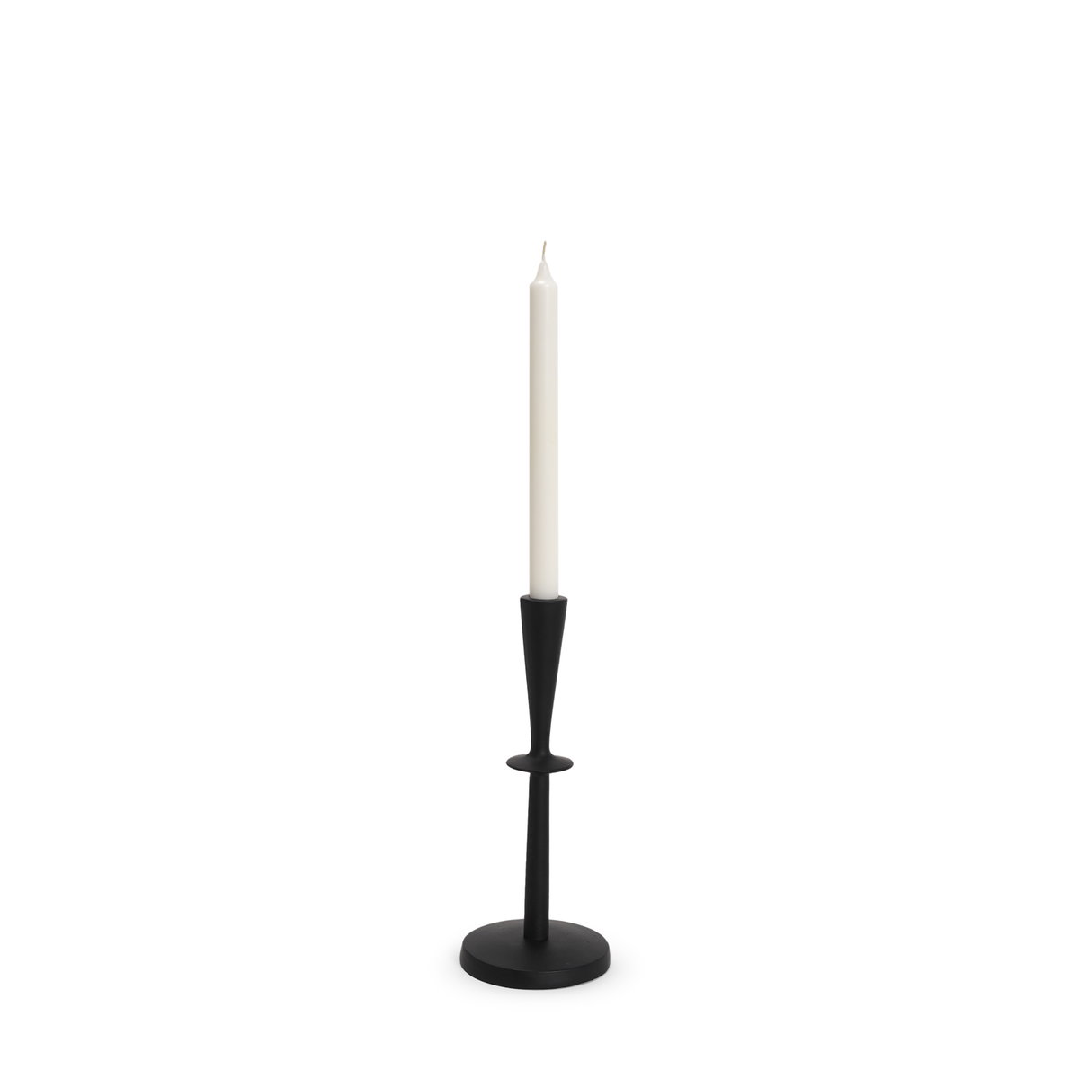Qwin Matte Black Cast Aluminum Short Candle Holder, Candles & Candle Holder by Mercana, 4.33" length x 4.33" width x 11.02" height View 1