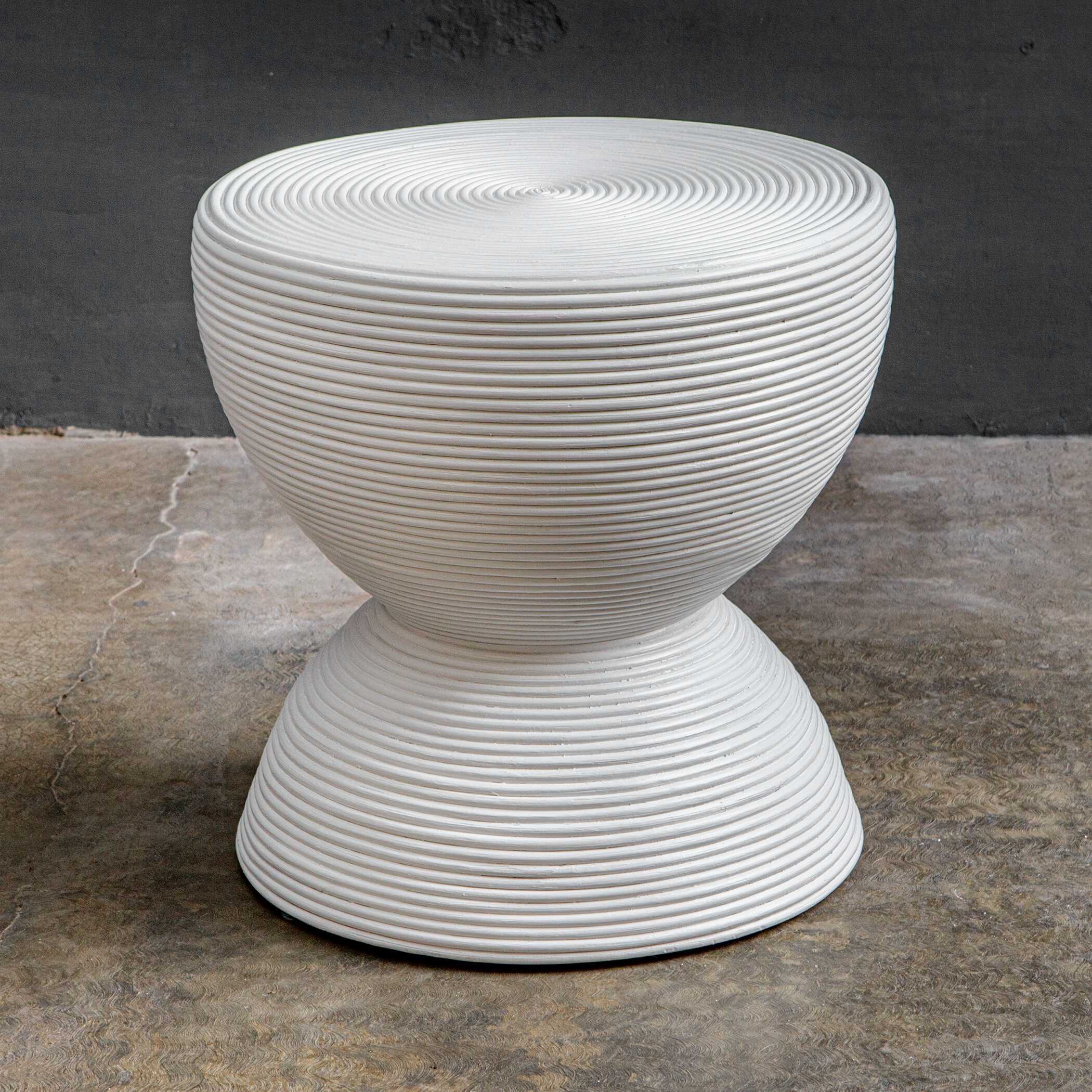 Bongo White Rattan Side Table large image 