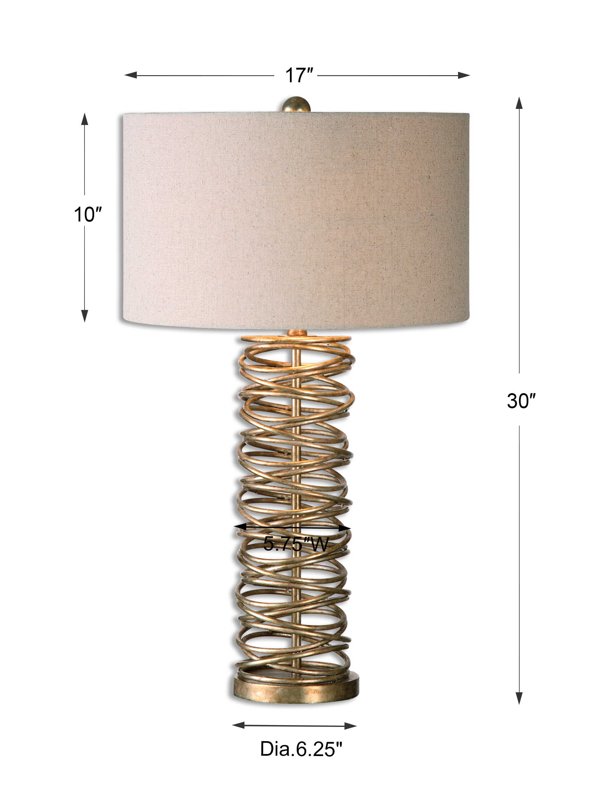 Amarey Metal Ring Table Lamp, by Uttermost, 17" width x 30" height x 17" depth View 3