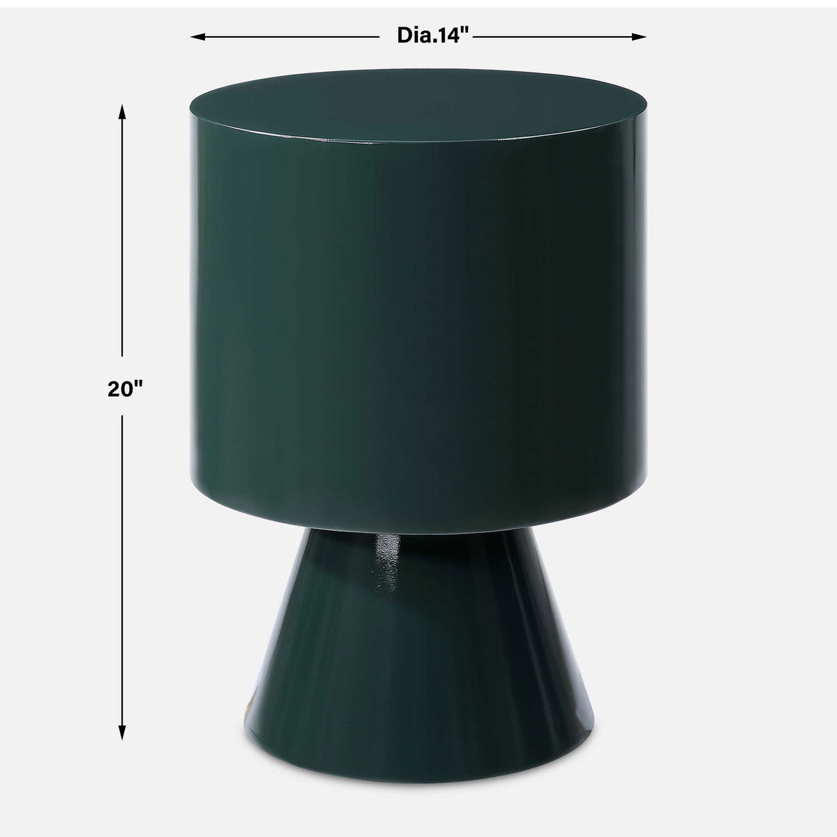Denison Dark Green Accent Table, Side & End Table by Uttermost, 14" width x 20" height x 14" depth View 3