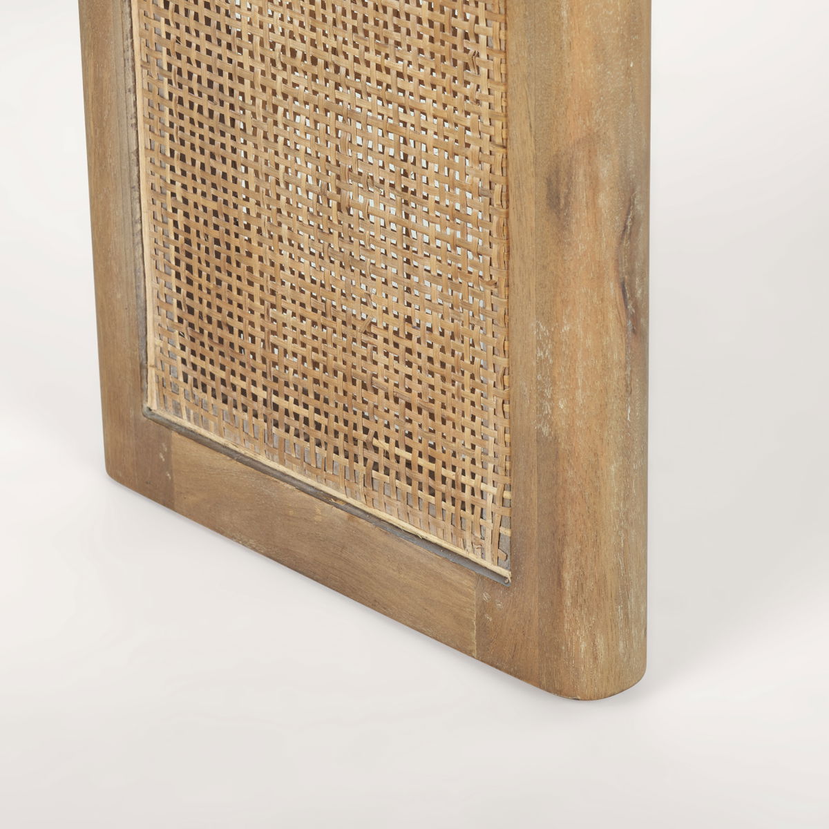 Grier 65' Light Brown Solid Wood with Cane Console Table, by Mercana, 65" length x 16" width x 29" height View 10