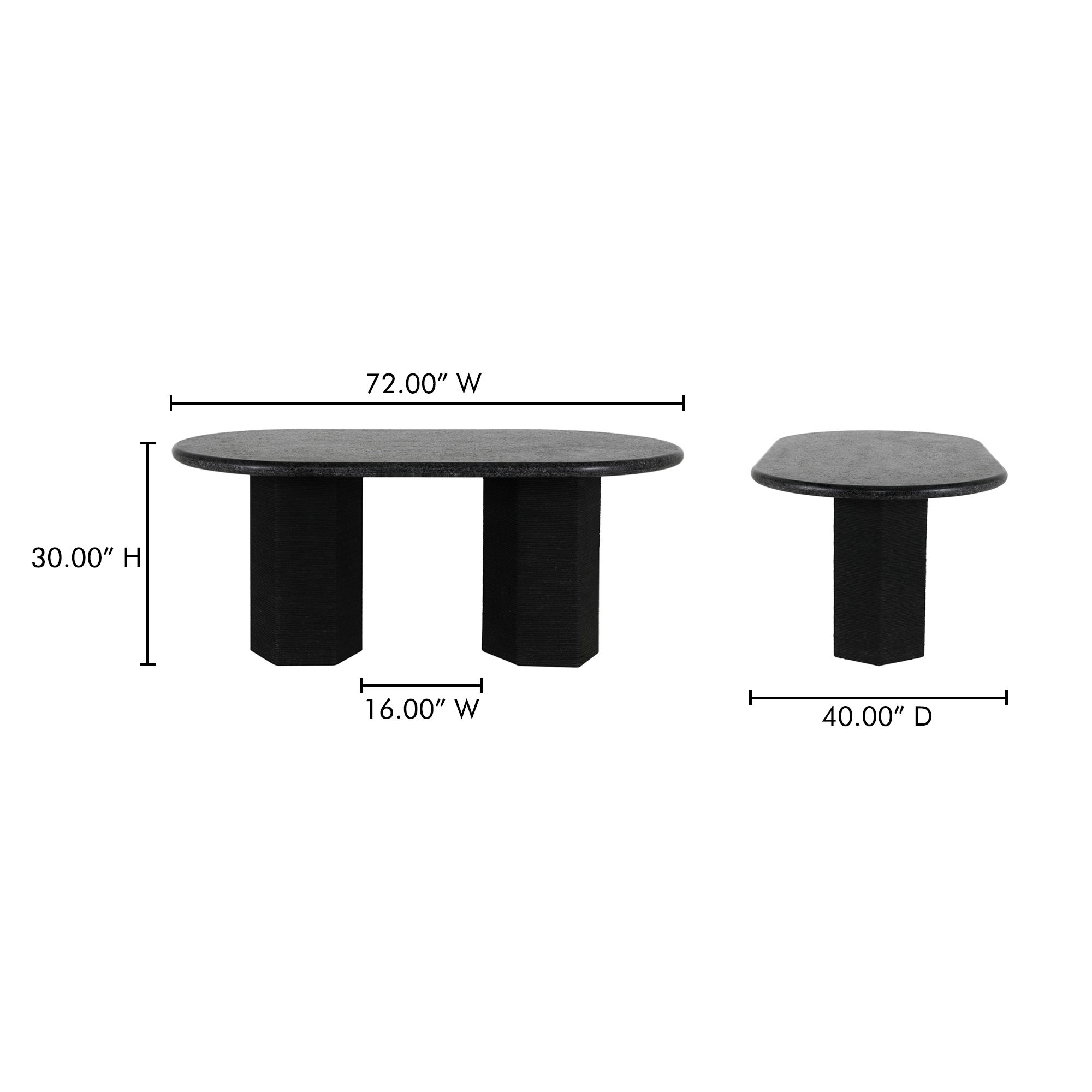 Sartoria Dining Table Black Granite, by Moe's Home, 72" width x 30" height x 40" depth View 10