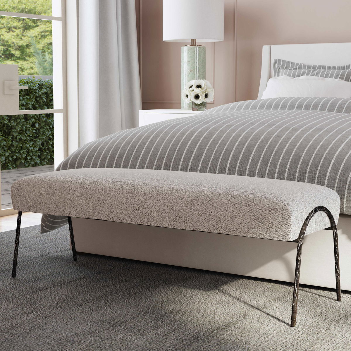 Jacobsen Modern Gray Bench, Benche by Uttermost, 56" width x 20" height x 19" depth View 4