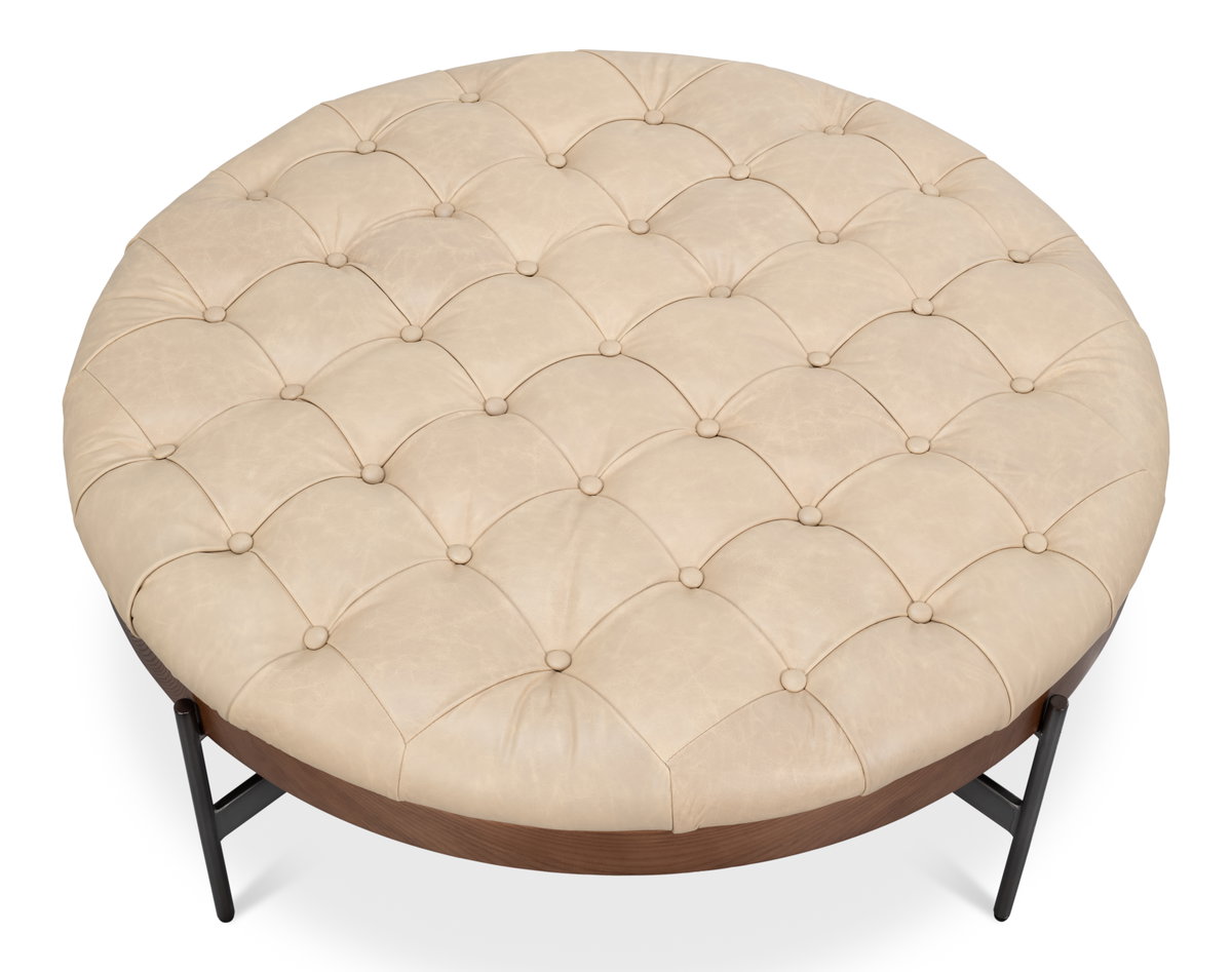 Corbet Cocktail Ottoman  Cappucino White, by Sarreid, 3'3" length x 3'3" width x 1'4" height View 8