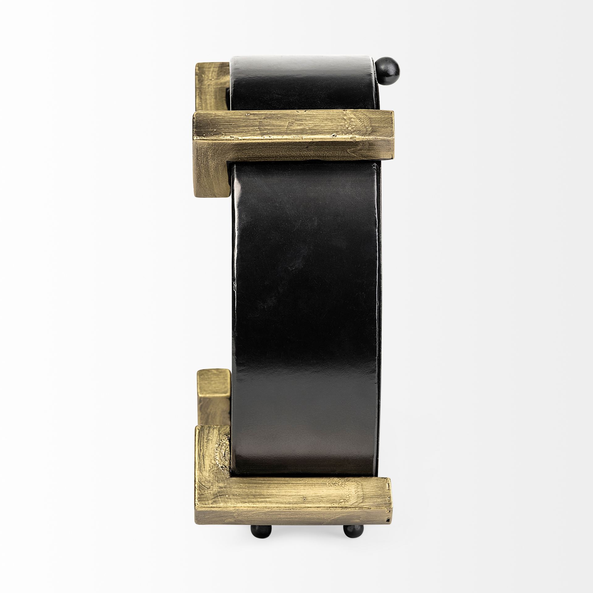 Agar Black Metal Round Table Clock, by Mercana, 10" length x 4.5" width x 10" height View 4