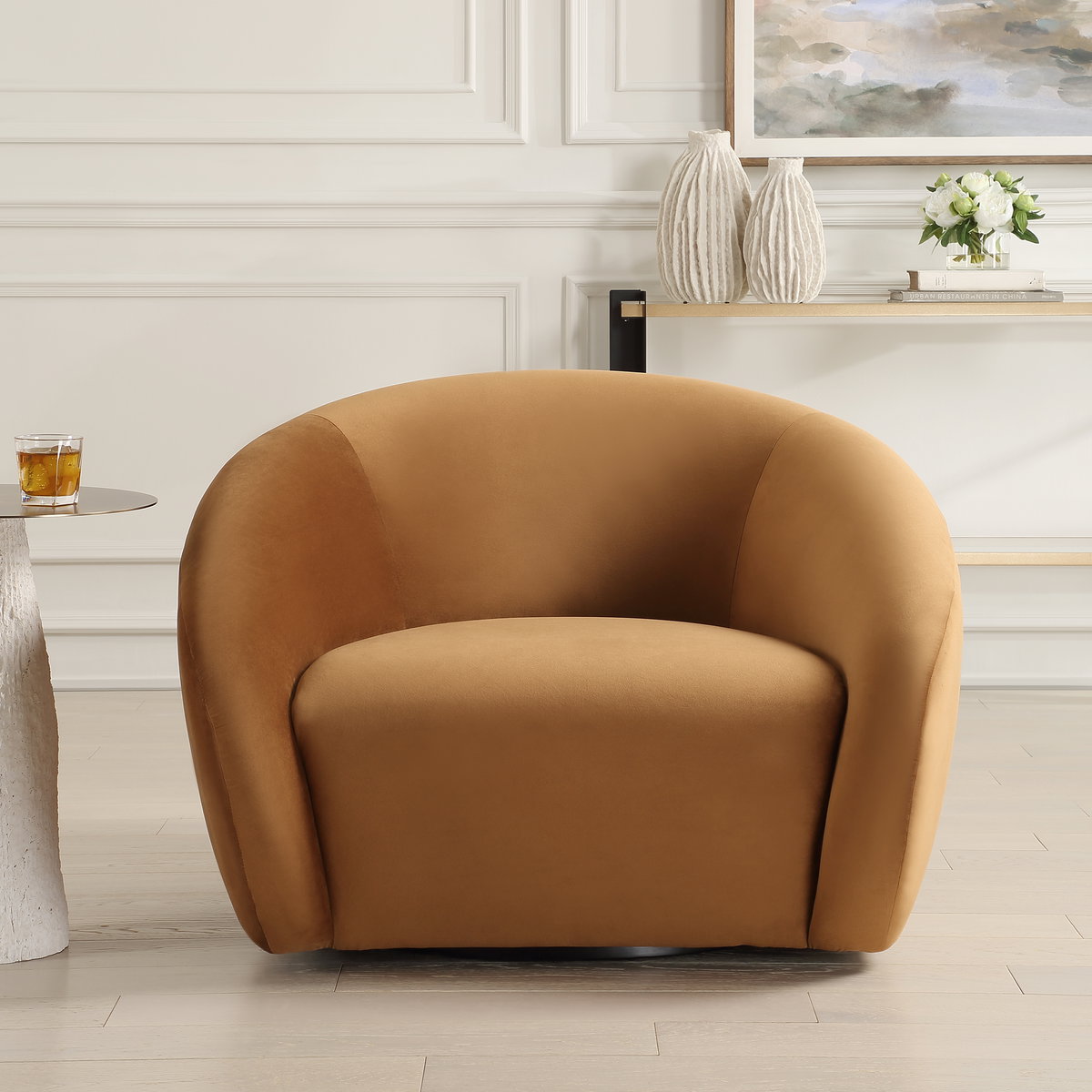 DeSoto Hazelnut Swivel Chair, Accent Chair by Uttermost, 39" width x 28" height x 38" depth View 2