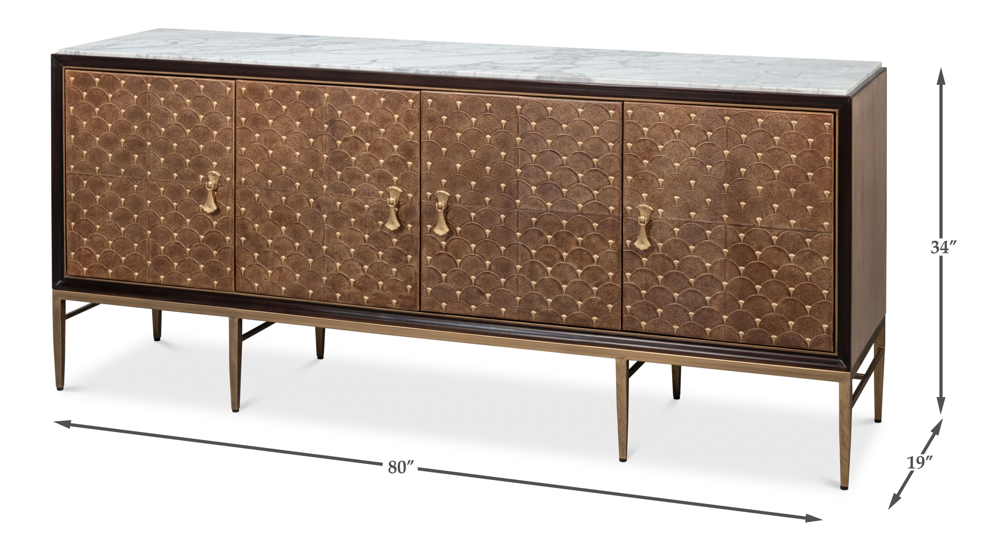 Palisade Shagreen Credenza, Cabinets & Sideboard by Sarreid, 80" length x 19" width x 34" height View 13