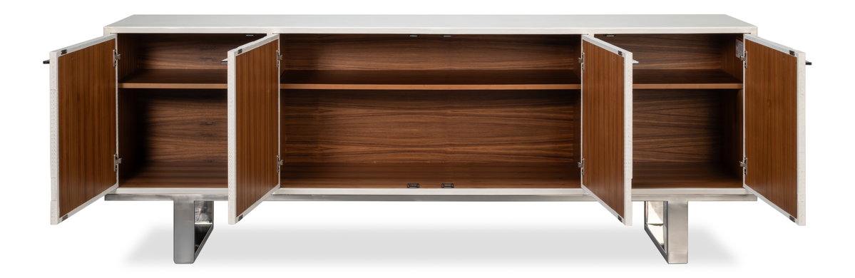 Bronzini Credenza  Embossed White, by Sarreid, 1'8" length x 7'10" width x 2'10" height View 8
