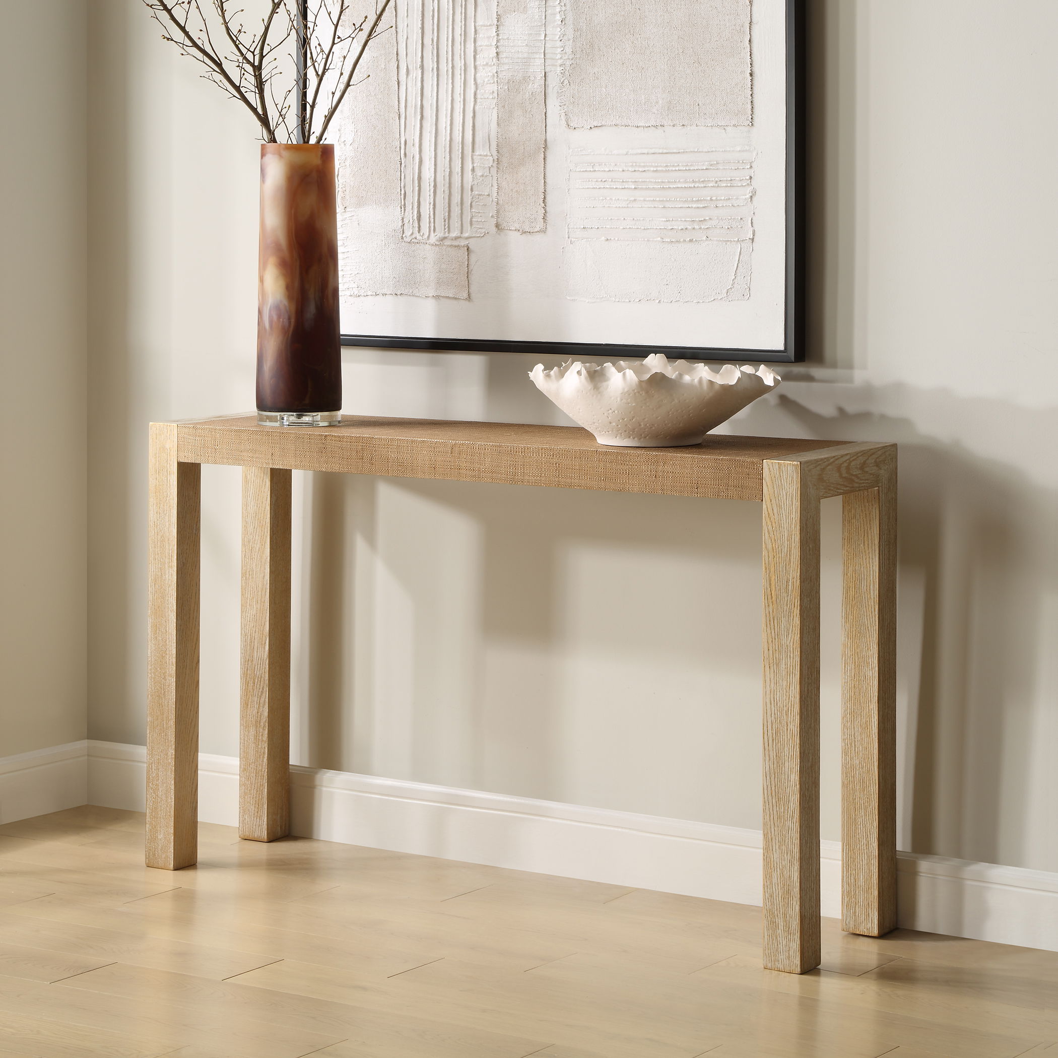 Bentley Grasscloth Console Table large image 