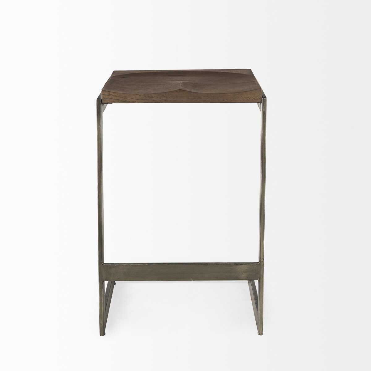 Kiran Backless 26in Seat Counter Stool | Brown Wood with Antique Nickel, Counter & Bar Stool by Mercana, 17" length x 17" width x 26" height View 3