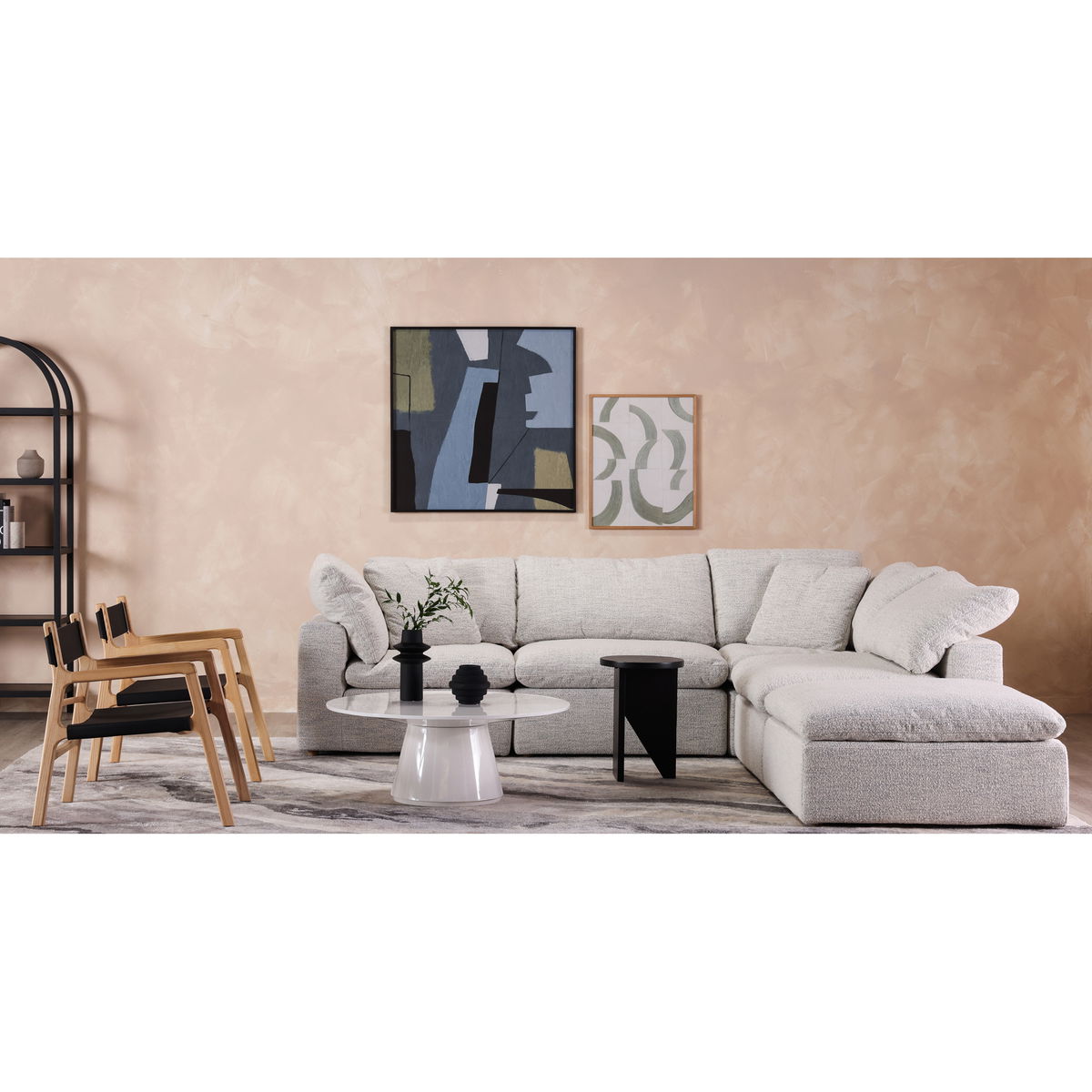 Terra Condo Dream Modular Sectional Coastside Sand, Sectional Sofa by Moe's Home, 114" width x 32" height x 114" depth View 8
