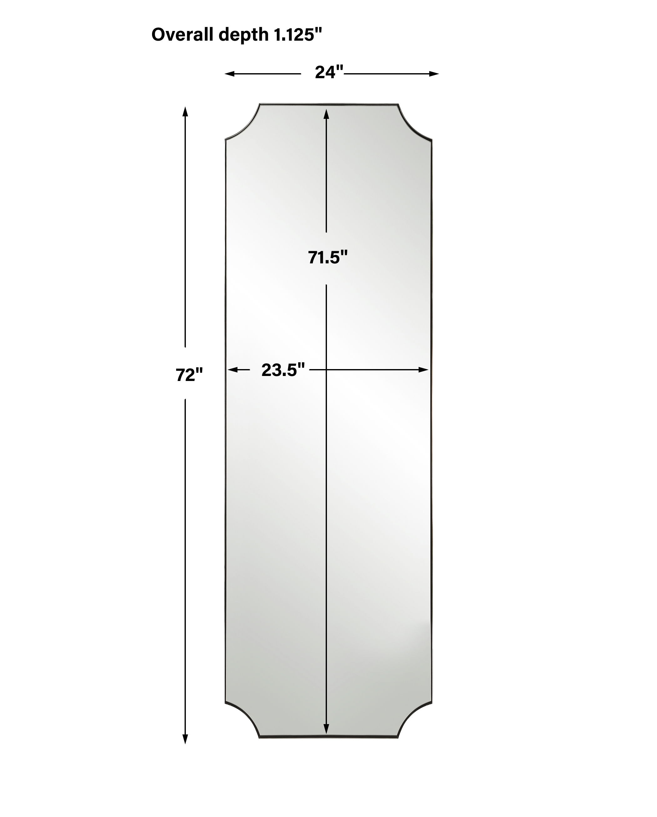 Lennox Nickel Tall Mirror, by Uttermost, 24" width x 72" height x 1.12" depth View 3