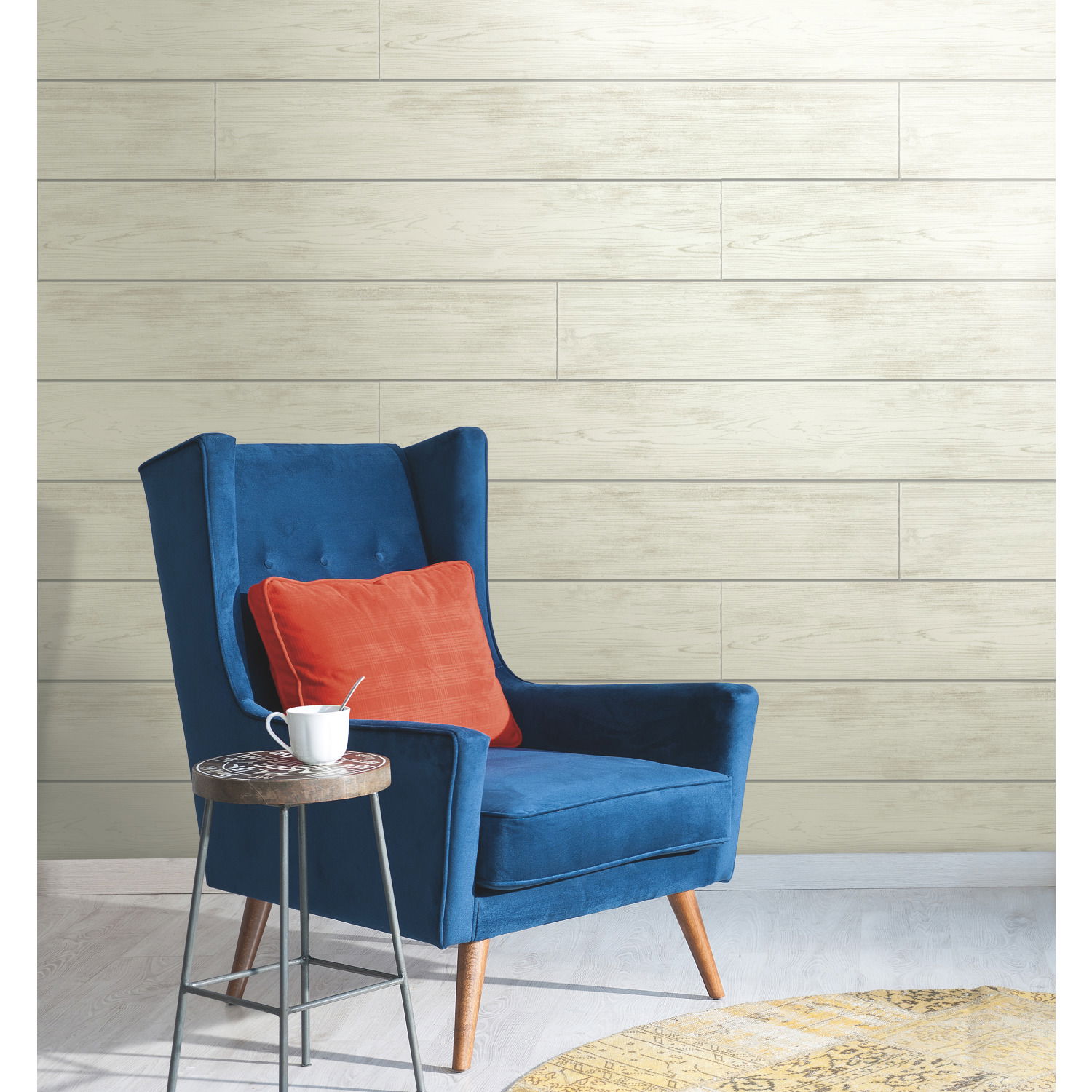 Shiplap Grey & Off White Wallpaper large image 