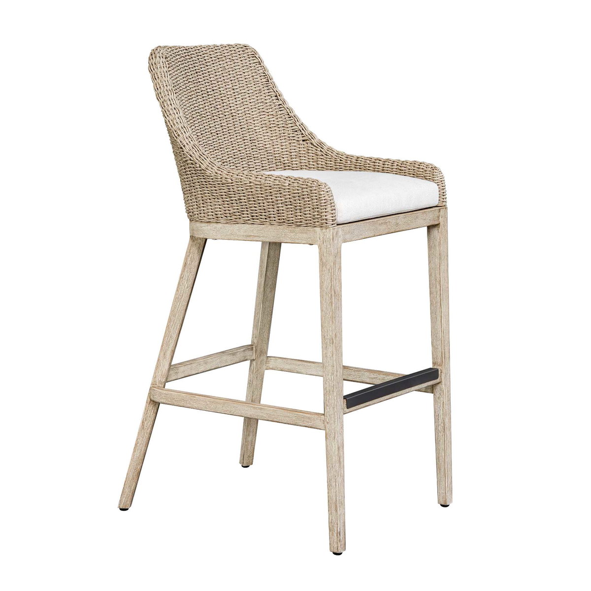 Paloma Outdoor Wicker Bar Stool, Furniture by Uttermost, 21.2" width x 44.7" height x 24.4" depth View 6
