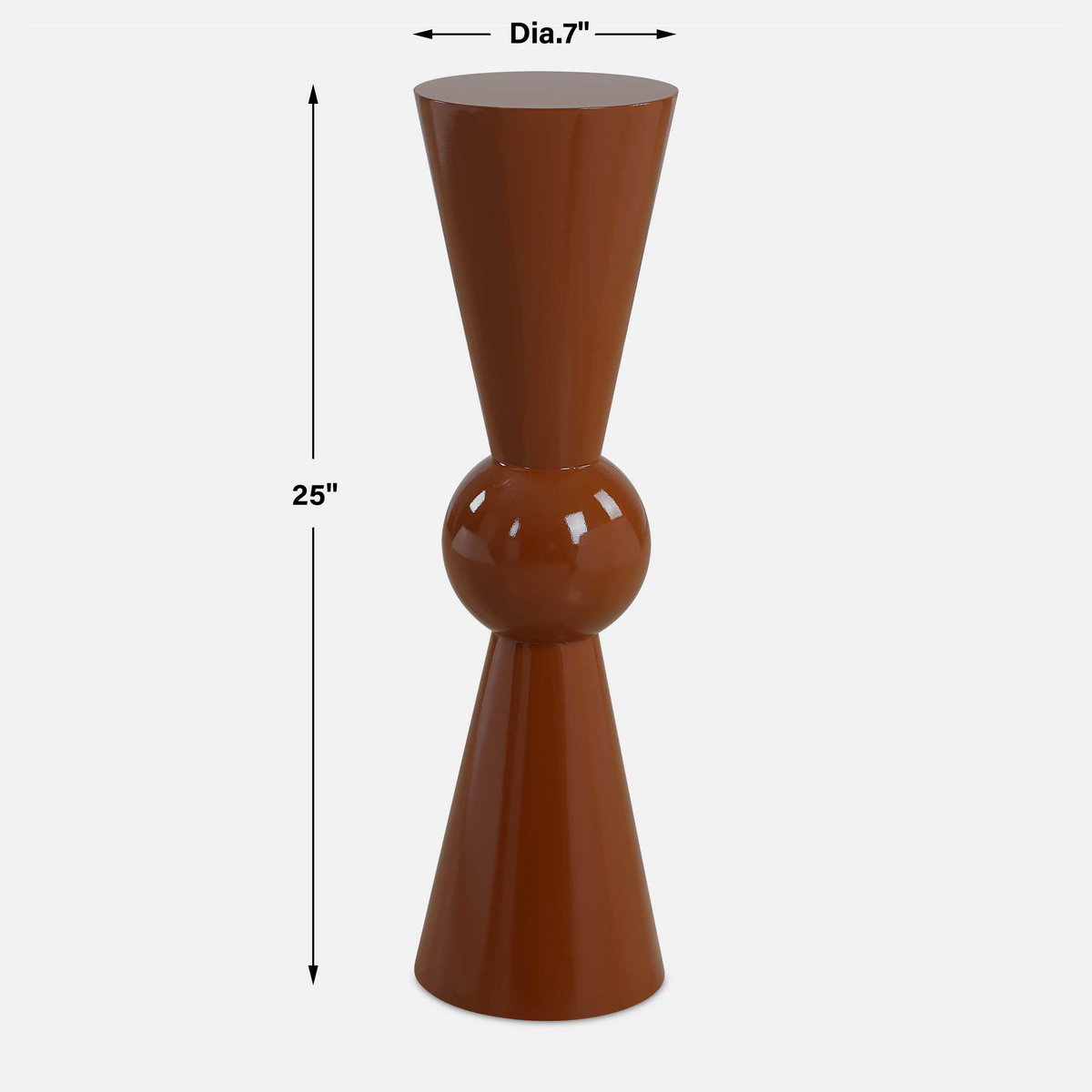 Hepler Gloss Terracotta Drink Table, Side & End Table by Uttermost, 7" width x 25" height x 7" depth View 3