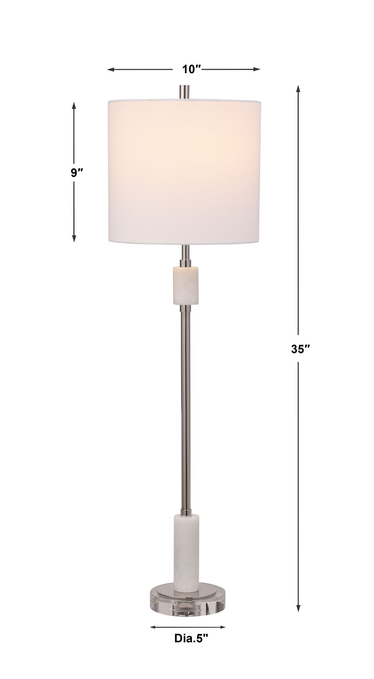 Sussex Nickel Buffet Lamp, Table Lamp by Uttermost, 10" width x 35" height x 10" depth View 3