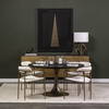 McLeod 54' Round Pedestal Dining Table | Modern | Brown Wood & Gold Metal | Seats 4, by Mercana, 54" length x 54" width x 28.75" height thumbnail 2