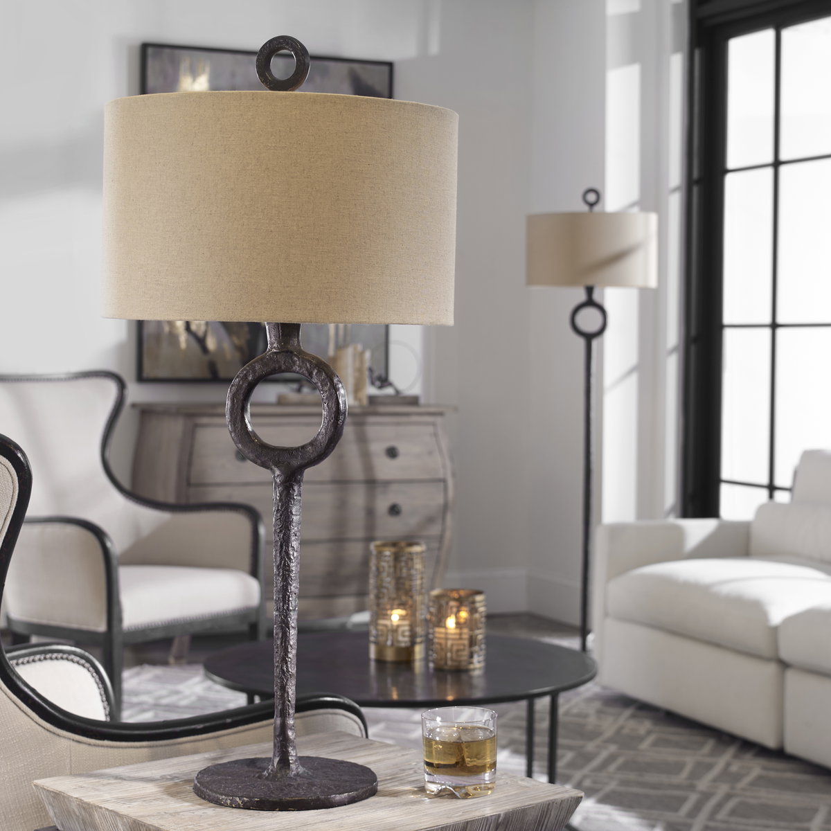 Ferro Cast Iron Table Lamp, by Uttermost, 16" width x 34.75" height x 16" depth View 2
