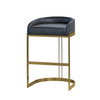 Hollyfield Low Back 28.75in Seat Bar Stool | Charcoal Brown Leather, Counter & Bar Stool by Mercana, 20.5" length x 19.7" width x 32.7" height thumbnail 1