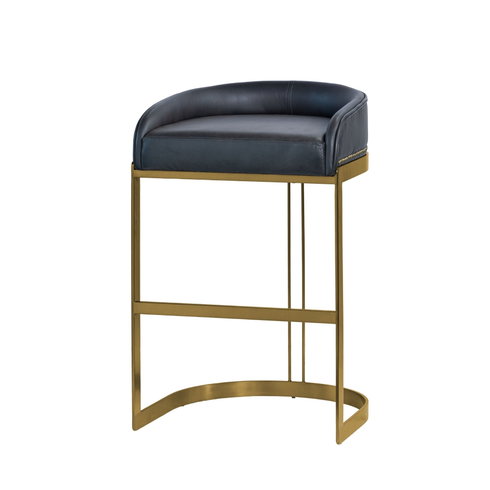 Hollyfield Low Back 28.75in Seat Bar Stool | Charcoal Brown Leather