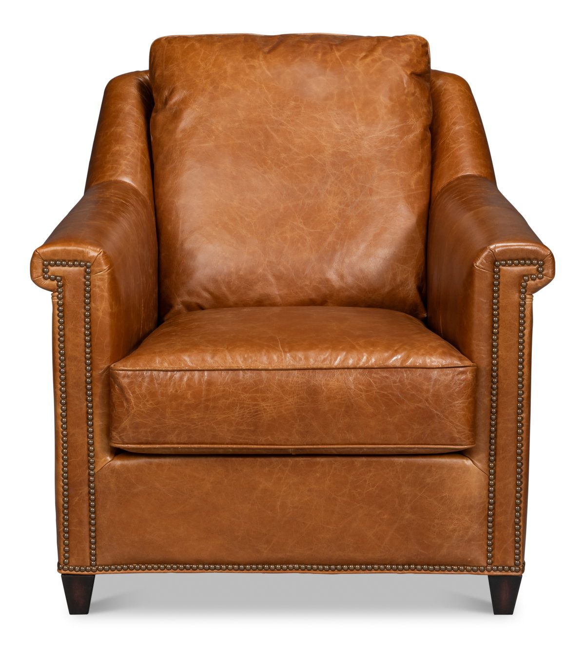 Vandike Arm Chair  Cuba Brown, by Sarreid, 3'2" length x 2'11" width x 3'2" height View 2