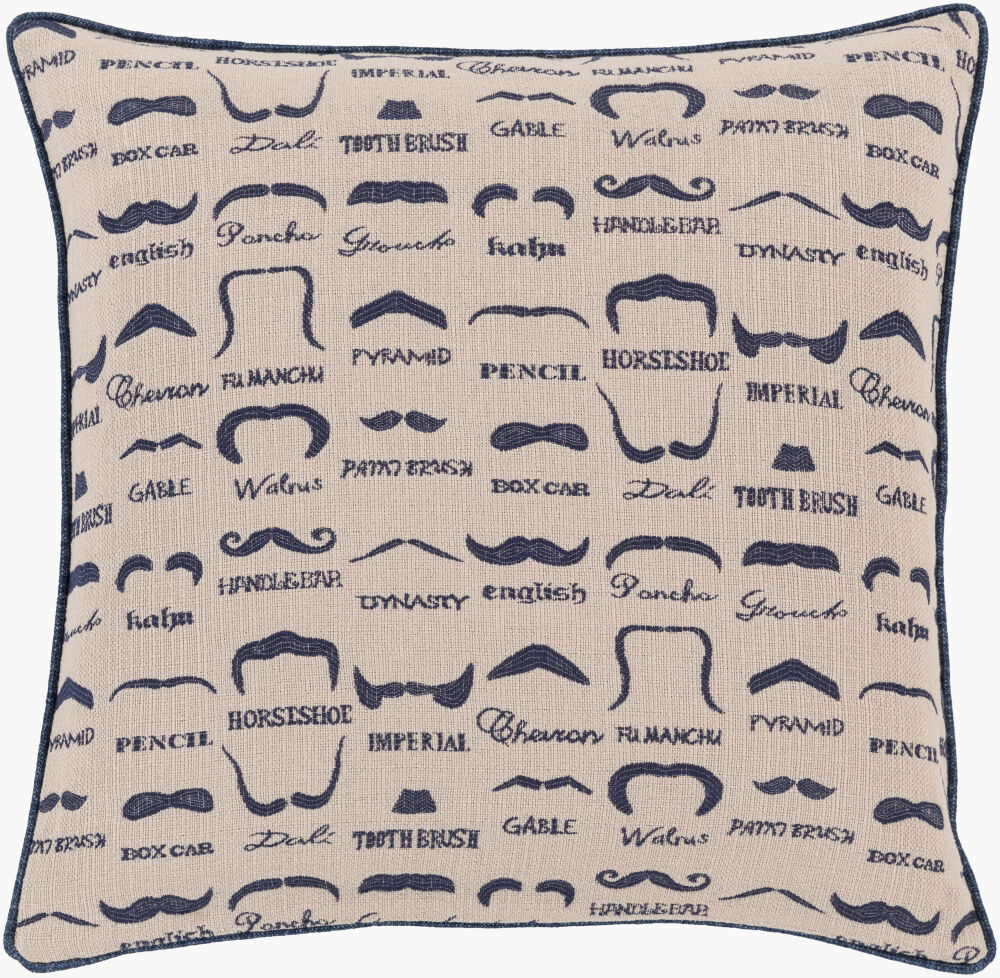 Wax that Stache Accent Pillow Poly, Decorative Pillow by Surya, 22" length x 22" width