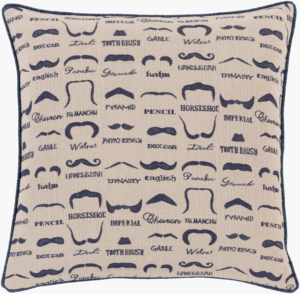 Wax that Stache Lumbar Pillow Down, Decorative Pillow by Surya, 13" length x 19" width