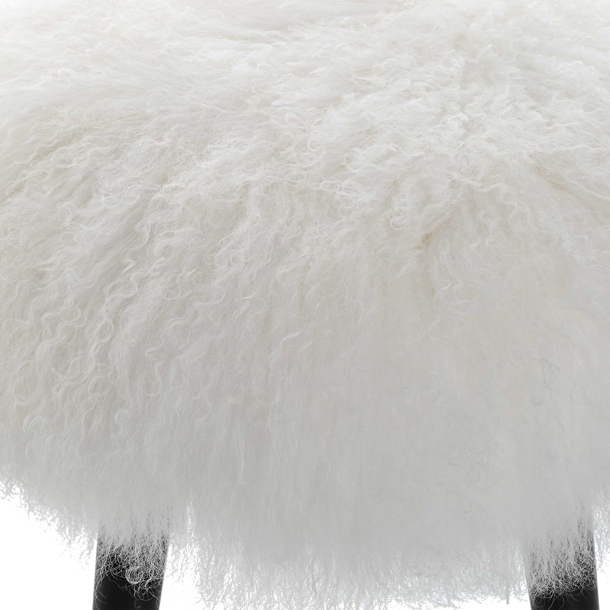 Wooly Sheepskin Accent Stool, Furniture by Uttermost, 17" width x 18.5" height x 17" depth View 6