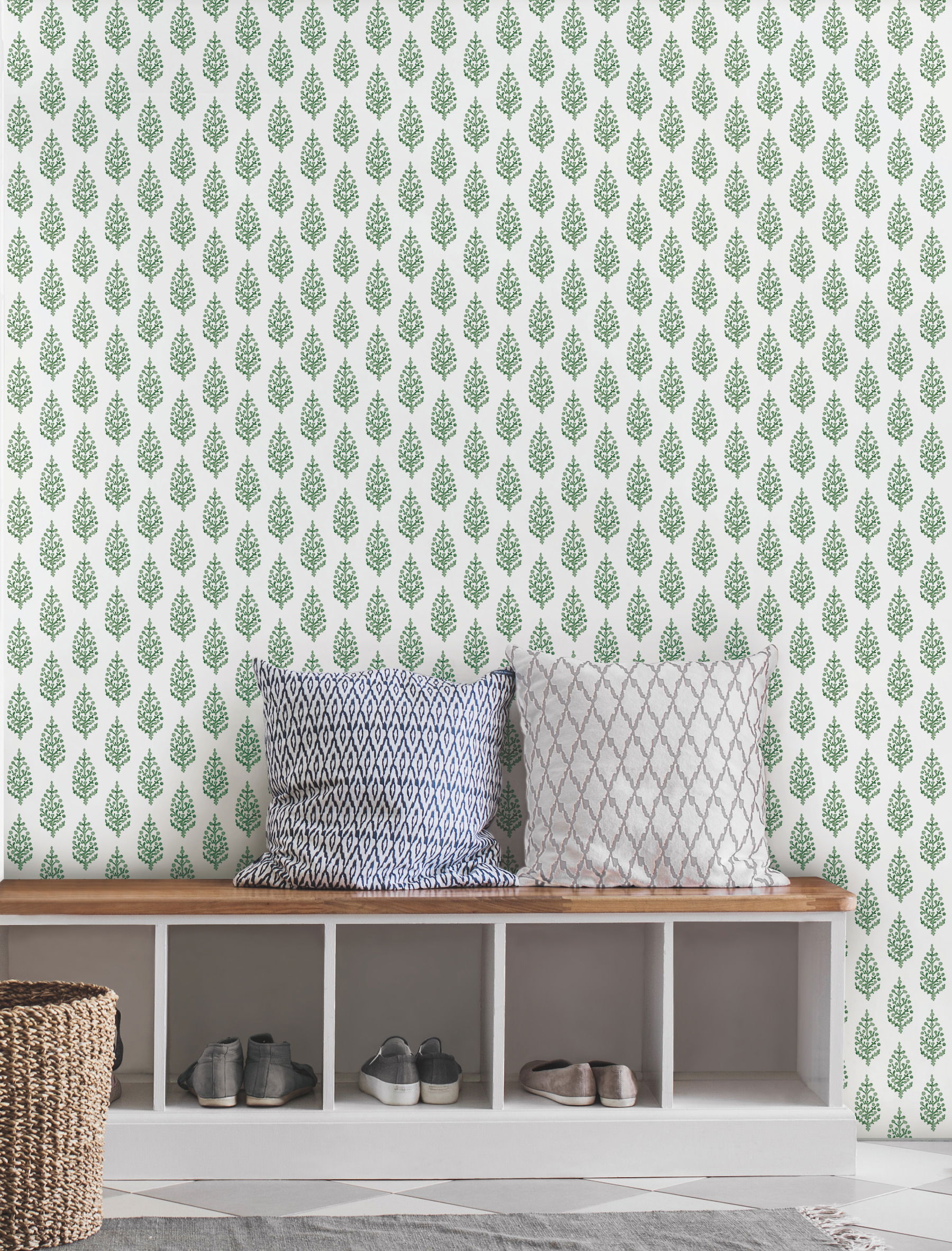 Paisley on Calico Green Wallpaper large image 