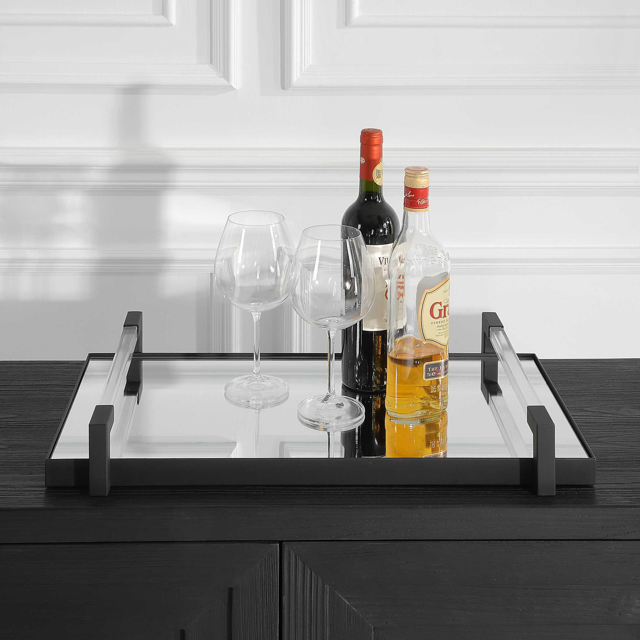 Deki Black Mirrored Tray large image 