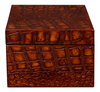 Norton Leather Tray  Croco Leather  Tan, by Sarreid, 1'6" length x 2' width x 2" height thumbnail 4