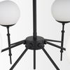 Edie Matte Black Metal with Frosted Glass Globes 6-Light Chandelier, by Mercana, 29.92" length x 29.92" width x 24.02" height thumbnail 8