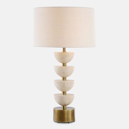 Hemisphere Travertine Table Lamp