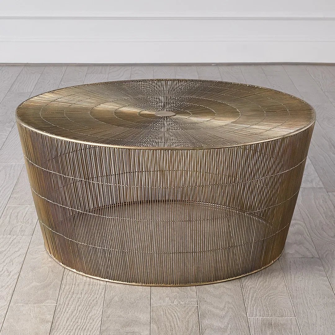 Radiance Coffee Table-Antique Brass, by Studio A Home, 36.25" width x 17" height x 36.25" depth View 3