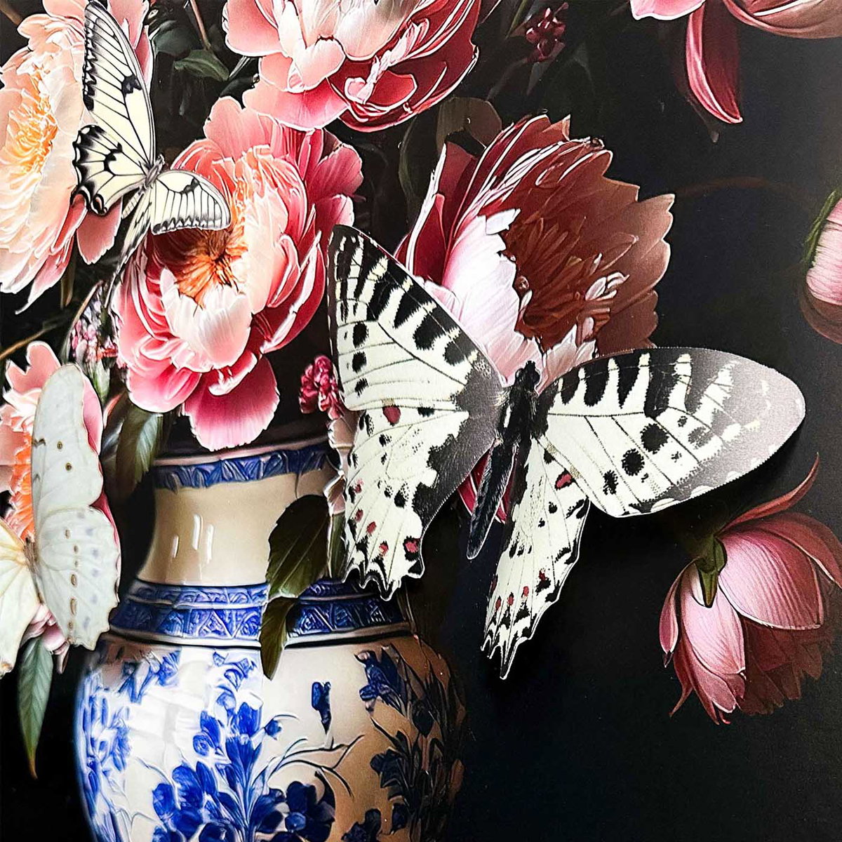 Ode to Peonies - With 3-D Butterflies (No Embellishment), Art by Oliver Gal,  24x24 View 3