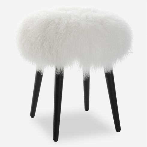 Wooly Sheepskin Accent Stool