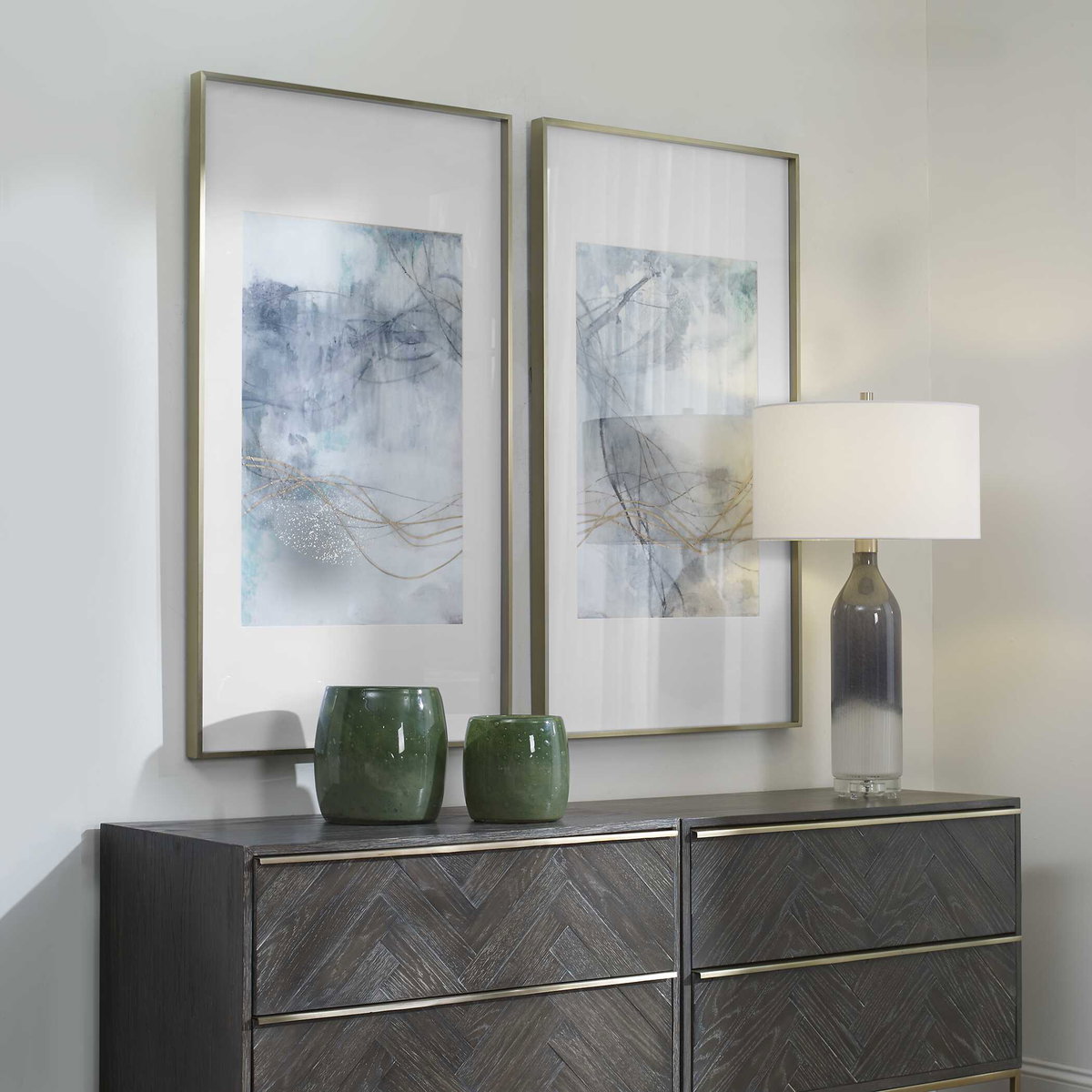 Undulating Oro Abstract Prints Set/2, Painting by Uttermost, 25" width x 45" height x 2" depth View 4