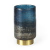 Caspian I Tall Blue Glass Antiqued Brass Bottom Vase thumbnail 0
